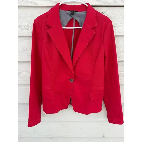 Peyton Jensen Red Blazer Jacket – Tailored Stretch – Size S - Picture 3 of 10